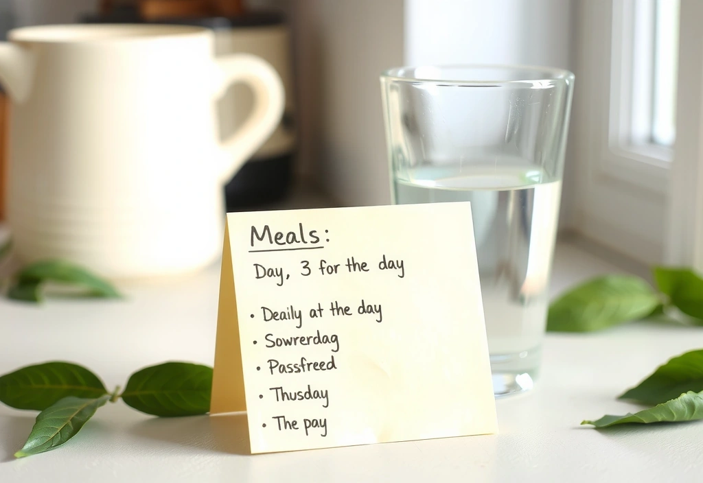 Handskriven dagbok med måltidsplan